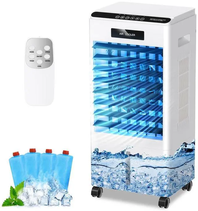 Main image of Portable Air Conditioners, 3-in-1 AC Cooling Fan 3 modes 3-Speed with Remote Control & 4 Ice Boxes, Evaporative Air Cooler with 8L Tank 20H Cooling, for Home, Bedroom, Kitchen (Black)