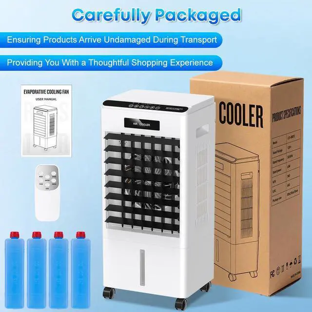 Alt view image 7 of 7 - Portable Air Conditioners, 3-in-1 AC Cooling Fan 3 modes 3-Speed with Remote Control & 4 Ice Boxes, Evaporative Air Cooler with 8L Tank 20H Cooling, for Home, Bedroom, Kitchen (Black)