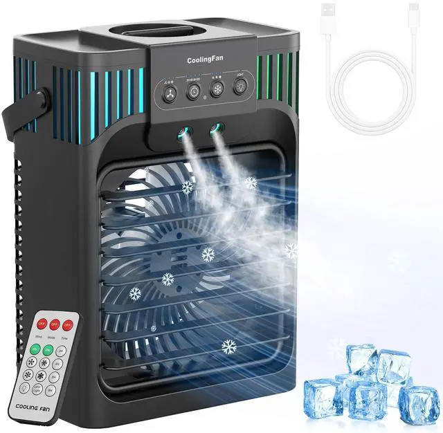 Main image of Portable Air Conditioners, 4-in-1 Evaporative Air Cooler with Remote Control, Cooling Fan with 3 Modes, 3 Speeds & 7 LED Lights, 2-8H Timer, 1200ML Personal Mini AC Unit for Home, Bedroom