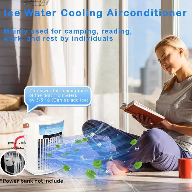 Alt view image 3 of 6 - 4 In 1 Portable Air conditioners Portable Air Conditioner Small Air Conditioner Evaporative Small Air Cooler 5 Winds Speed 3 Type Of Timing 7 Night Lights Supports USB Charging Back Pocket Included