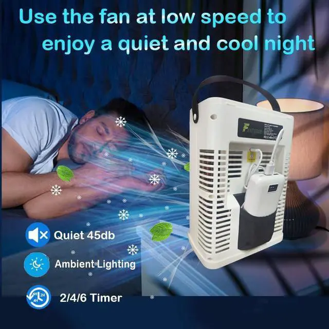 Alt view image 4 of 6 - 4 In 1 Portable Air conditioners Portable Air Conditioner Small Air Conditioner Evaporative Small Air Cooler 5 Winds Speed 3 Type Of Timing 7 Night Lights Supports USB Charging Back Pocket Included