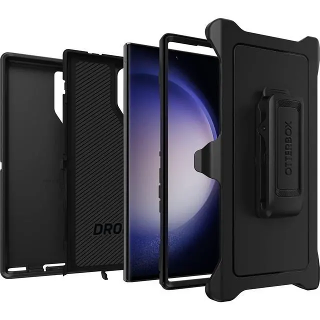 Alt view image 4 of 6 - Galaxy S23 Ultra Defender Series Case - Black, Rugged & Durable, with Port Protection, Includes Holster Clip Kickstand