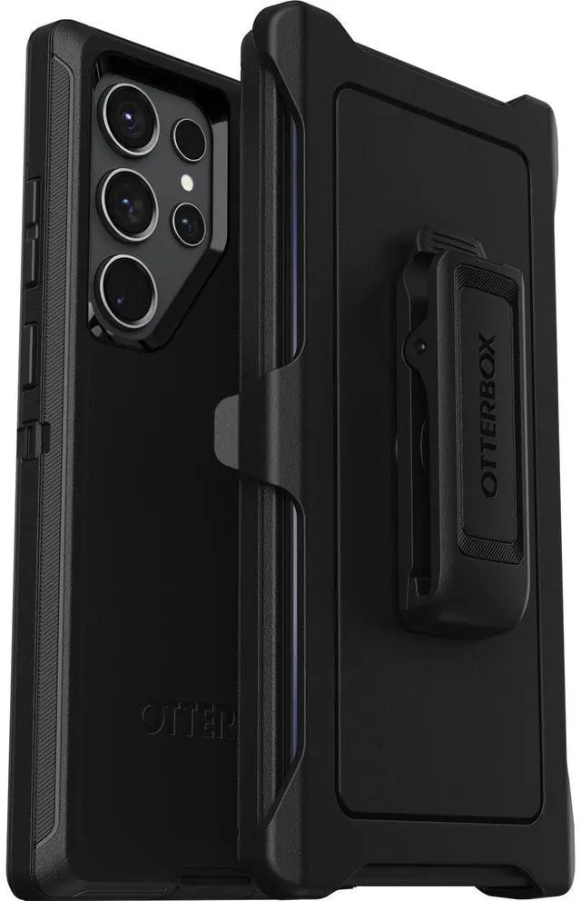 Alt view image 6 of 6 - Galaxy S23 Ultra Defender Series Case - Black, Rugged & Durable, with Port Protection, Includes Holster Clip Kickstand