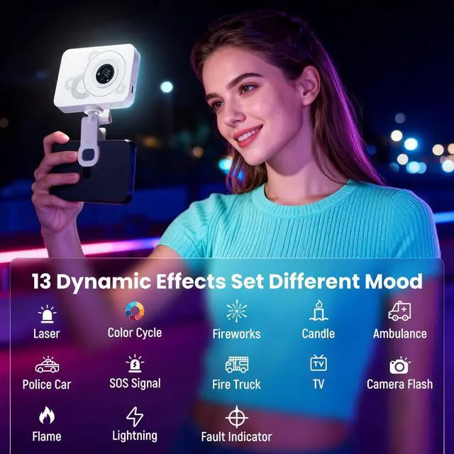 Alt view image 3 of 7 - RGB Video Light, 100 LED Portable Camera Light, 360° Full Color Photography Lighting, 2700-7500K CRI 95+, 13 Light Modes for Phone, DSLR Video Recording, Vlog, YouTube Game Live Streaming