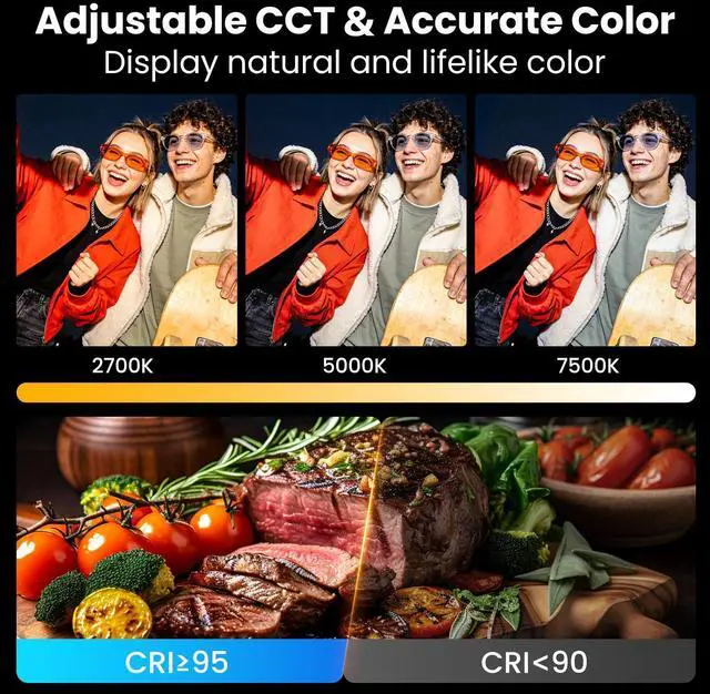 Alt view image 5 of 7 - RGB Video Light, 100 LED Portable Camera Light, 360° Full Color Photography Lighting, 2700-7500K CRI 95+, 13 Light Modes for Phone, DSLR Video Recording, Vlog, YouTube Game Live Streaming