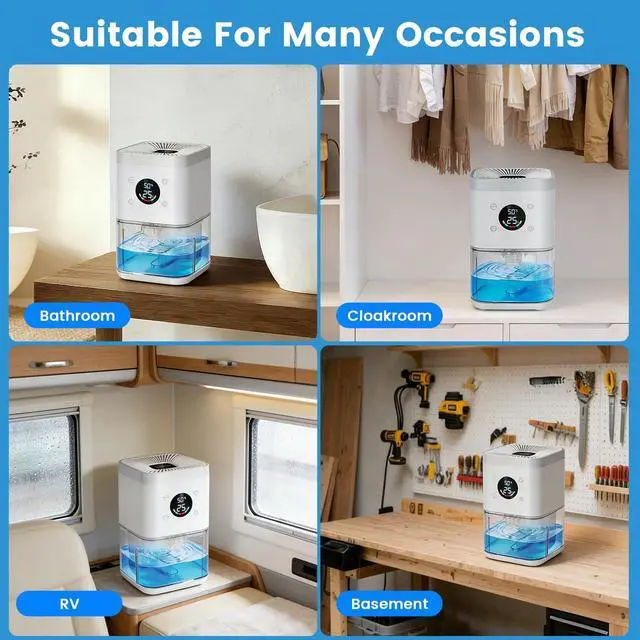 Alt view image 6 of 7 - Small Dehumidifier 63oz 35dB Auto Dehumidify & Defrost, Timer & Nightlight