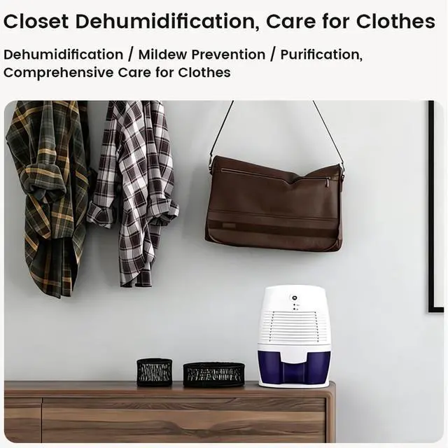 Alt view image 7 of 7 - Small Dehumidifier for Home, 17oz Compact Water Tank, Mini Dehumidifier with Auto Shut off for Bathroom Basement Closet Garage RV