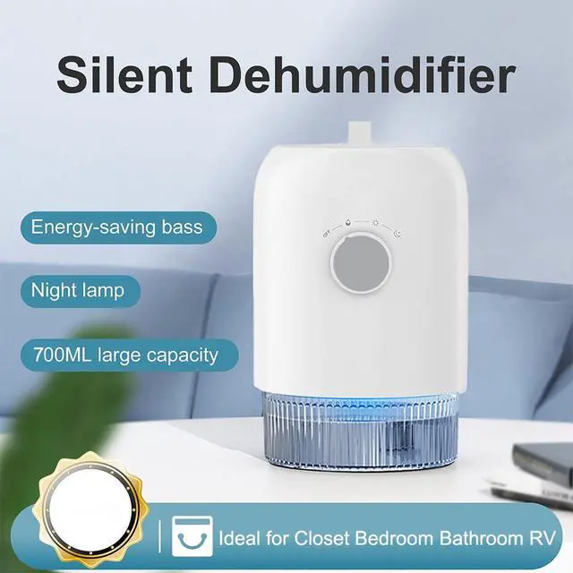 Alt view image 2 of 7 - Dehumidifier for Home (300 Sq.Ft), Small Dehumidifiers with Auto Shut Off, Ideal for Closet Bedroom Bathroom RV T1-WHITE Upgrade