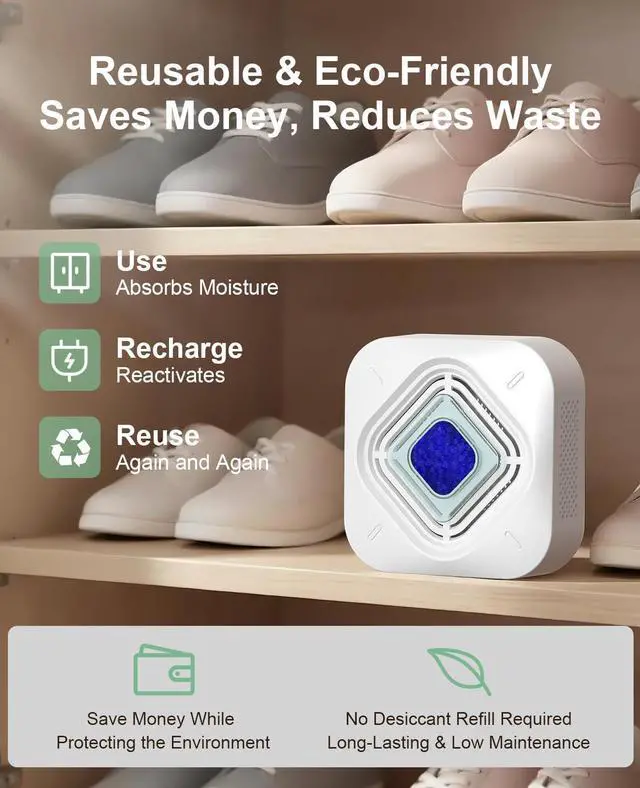Alt view image 6 of 7 - Dehumidifier for Bathroom with Color-Changing Beads, Rechargeable Small Dehumidifier for Closet, Portable Gun Safe Dehumidifier Ideal for Spaces up to 35 Sq.Ft Coverage, Quiet Operation