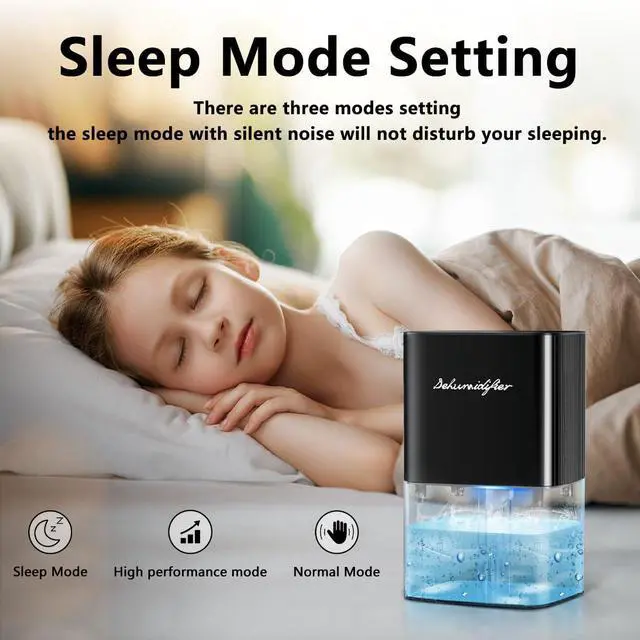 Alt view image 4 of 7 - Dehumidifier 58OZ 1657ML Small Dehumidifier for Home Safety Dehumidification 5 Timers 3 Setting Modes Auto Shut Off Protection Adjustable 10 Color Lights Low Noise For Bedroom Bathroom 230 Ft²
