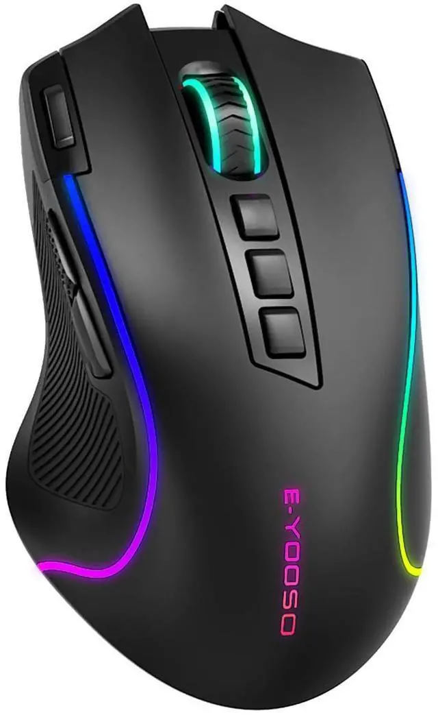 Main image of Wireless Gaming Mouse, Ergonomic PC Gaming Mice with Thumb Groove, Tri-Mode Gaming Mouse with Mechanical Rapid Fire Key, 8000 DPI, 6 RGB Modes, 75-Hour Battery Life for PC Laptop
