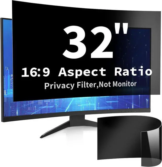 Main image of 32 Inch Curved Computer Privacy Screen Filter for 16:9 Widescreen Computer Screen Protector Computer Screen Privacy Shield Anti Glare and Blue Light