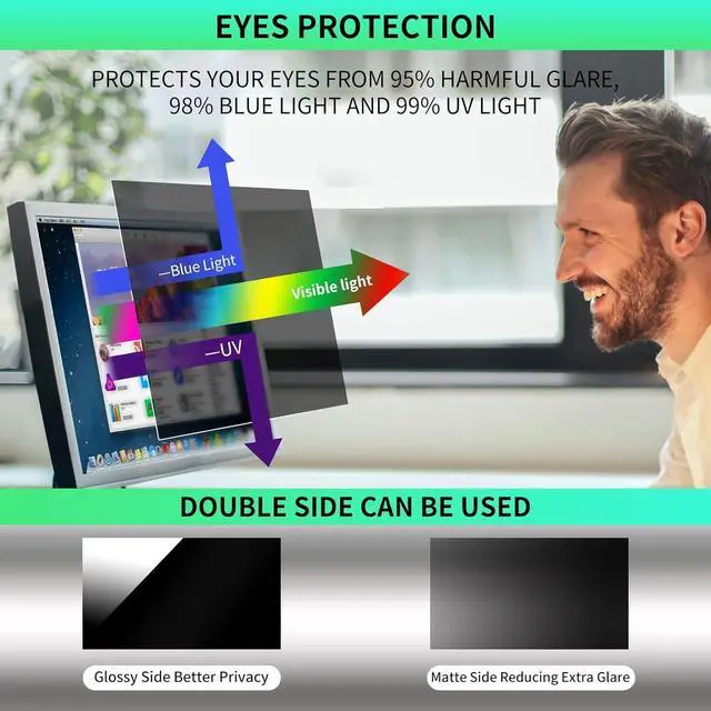 Alt view image 7 of 7 - 32 Inch Curved Computer Privacy Screen Filter for 16:9 Widescreen Computer Screen Protector Computer Screen Privacy Shield Anti Glare and Blue Light