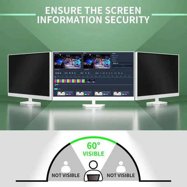 Alt view image 5 of 7 - 32 Inch Curved Computer Privacy Screen Filter for 16:9 Widescreen Computer Screen Protector Computer Screen Privacy Shield Anti Glare and Blue Light