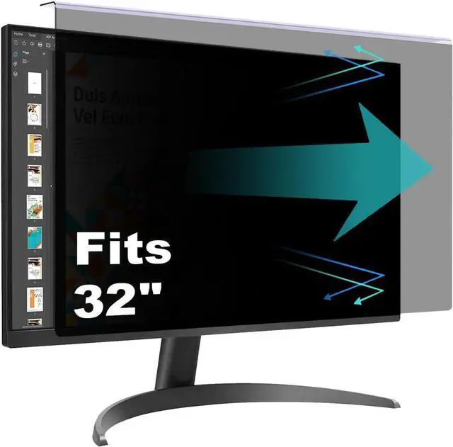 Main image of 32 Inch Hanging Computer Privacy Screen Protector Shield Compatible for 16:9 Widescreen Desktop Monitor - Anti-UV & Blue Light Filter - Hanging Design for Easy On/Off