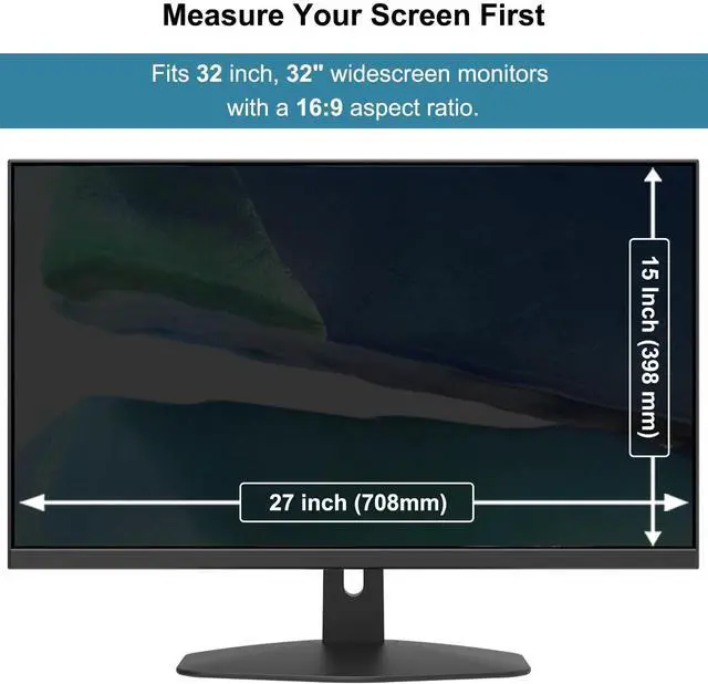 Alt view image 2 of 7 - 32 Inch Hanging Computer Privacy Screen Protector Shield Compatible for 16:9 Widescreen Desktop Monitor - Anti-UV & Blue Light Filter - Hanging Design for Easy On/Off