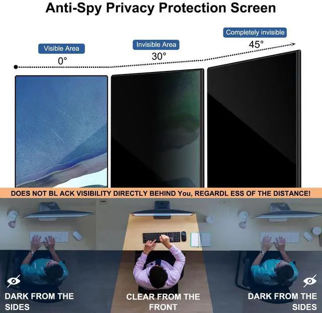 Alt view image 3 of 7 - 32 Inch Hanging Computer Privacy Screen Protector Shield Compatible for 16:9 Widescreen Desktop Monitor - Anti-UV & Blue Light Filter - Hanging Design for Easy On/Off