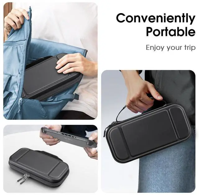 Alt view image 7 of 7 - Carrying Case for Nintendo Switch 2 (2025), Shockproof Hard Shell Switch 2 Case, Protective Cover Travel Bag with 19 Game Card & 2 Micro SD Card Slots & Inner Pocket, Black