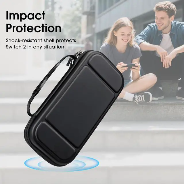 Alt view image 6 of 7 - Carrying Case for Nintendo Switch 2 (2025), Shockproof Hard Shell Switch 2 Case, Protective Cover Travel Bag with 19 Game Card & 2 Micro SD Card Slots & Inner Pocket, Black