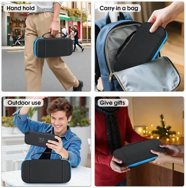 Alt view image 7 of 7 - Carrying Case for Nintendo Switch 2 (2025), Shockproof Hard Shell Switch 2 Case, Protective Cover Travel Bag w/19 Game Card & 2 Micro SD Card Slots & Inner Pocket for Accessories, Black