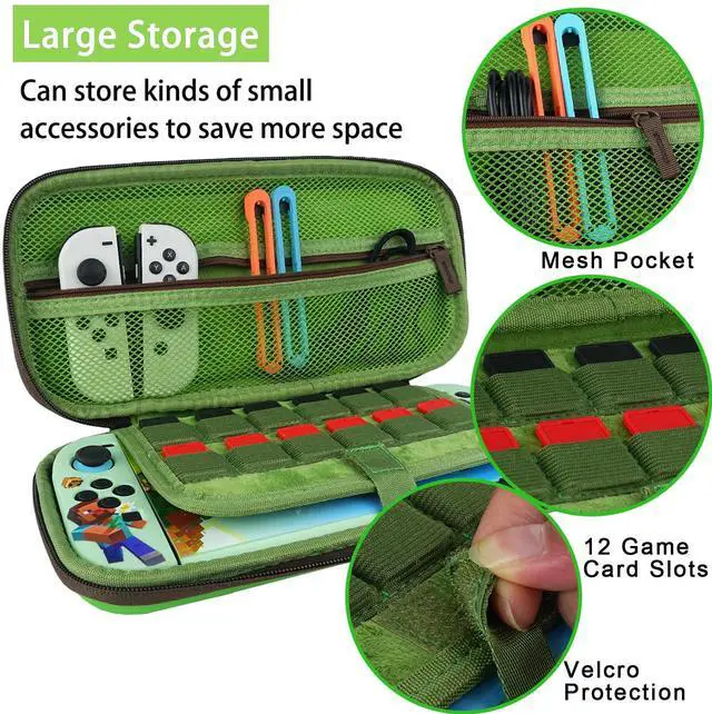 Alt view image 2 of 6 - Carrying Case Accessories Bundle for Switch 2 2025, Portable Travel Case with Protective Cover, Screen Protectors, 4 Thumb Grip caps and Cute Stickers, Green