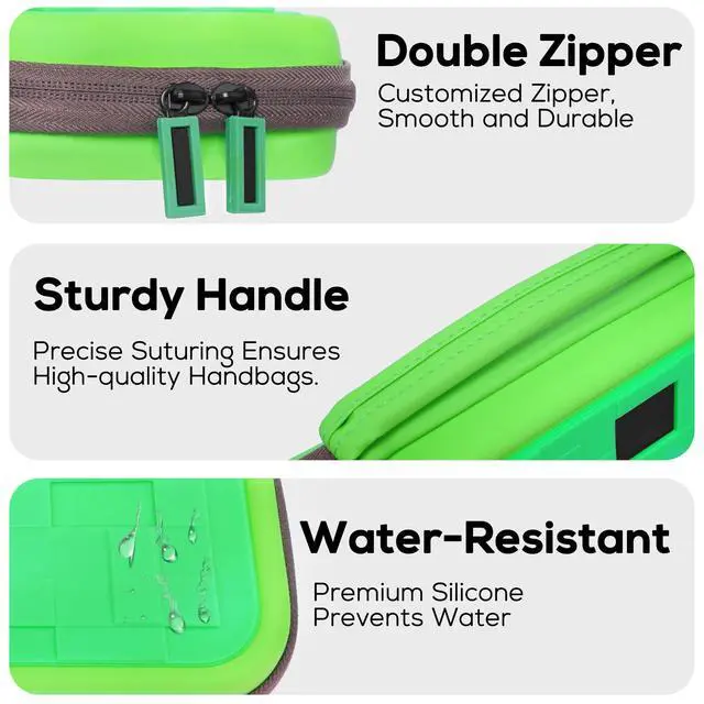 Alt view image 5 of 6 - Carrying Case Accessories Bundle for Switch 2 2025, Portable Travel Case with Protective Cover, Screen Protectors, 4 Thumb Grip caps and Cute Stickers, Green