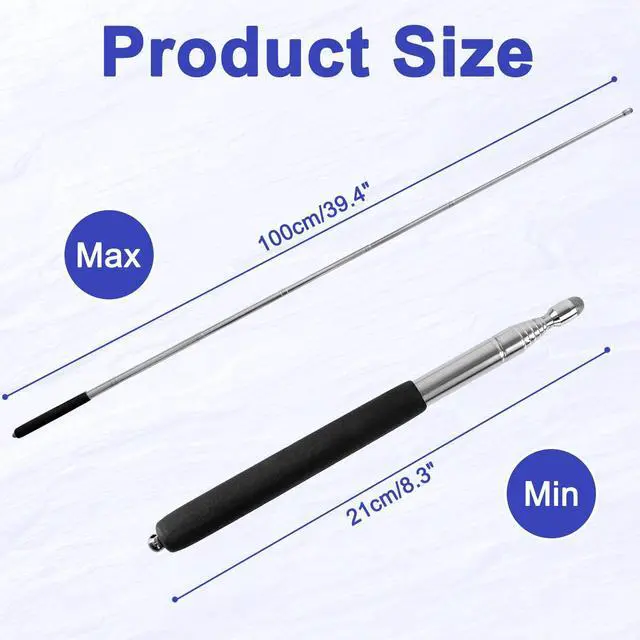 Alt view image 2 of 7 - 2-in-1 Telescopic Teaching Pointer, Extendable Pointer with Capacitive Stylus Tip for Touchscreens & Interactive Whiteboard, Retractable Stick Extends to 39.4 Inch