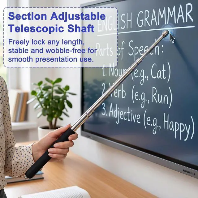 Alt view image 7 of 7 - 2-in-1 Telescopic Teaching Pointer, Extendable Pointer with Capacitive Stylus Tip for Touchscreens & Interactive Whiteboard, Retractable Stick Extends to 39.4 Inch