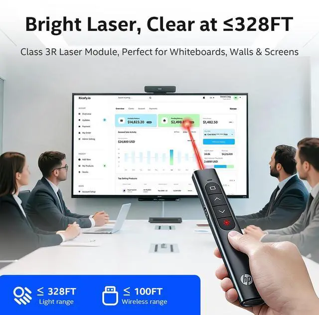 Alt view image 4 of 7 - Wireless Presentation Clicker, Wireless Pointer Clicker for PowerPoint RF 2.4GHz USB Wireless Presenter Remote with Volume Control, PowerPoint Clicker Slide Advancer