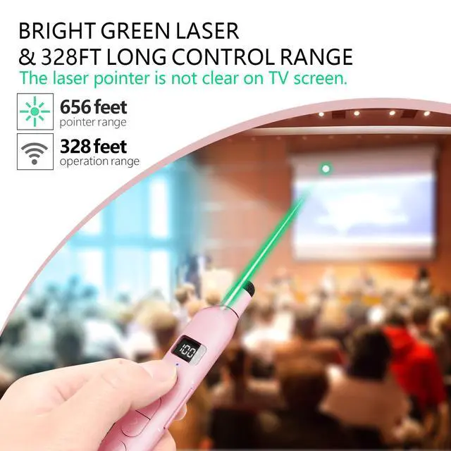 Alt view image 3 of 7 - N21 Bluetooth Presentation Clicker with Telescopic Teaching Pointer, Presentation Remote with Retractable Stick for PowerPiont, Wireless Presenter, Slide Advancer - Pink