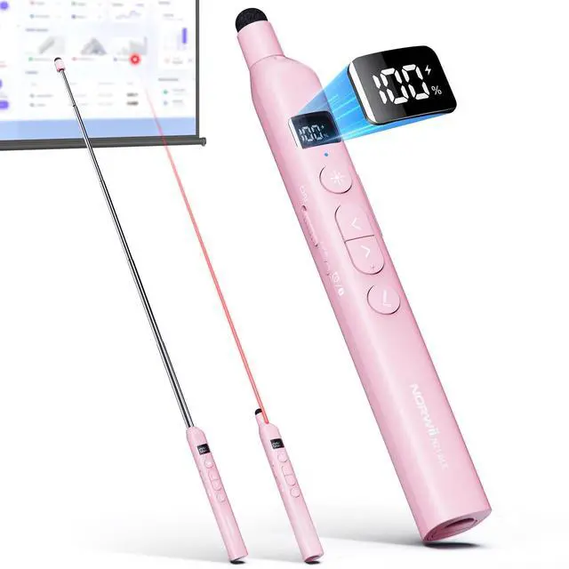 Main image of N21 Bluetooth Presentation Clicker with Telescopic Teaching Pointer, Presentation Remote with Retractable Stick for PowerPiont, Wireless Presenter, Slide Advancer - Pink