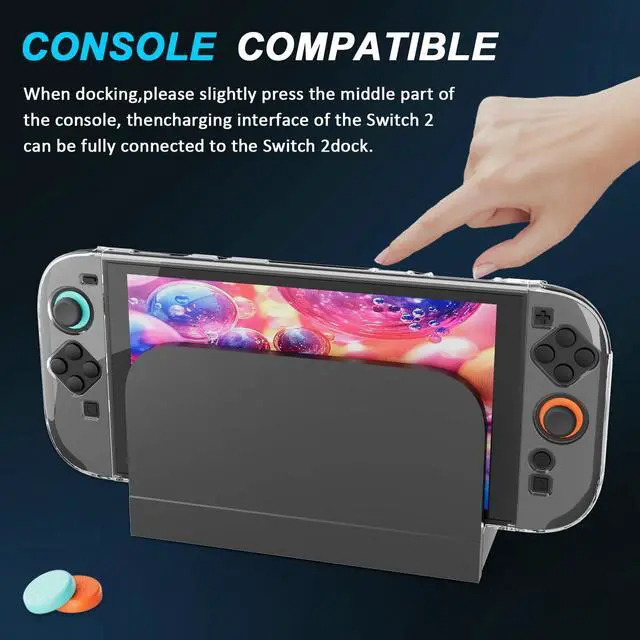 Alt view image 3 of 7 - Clear Protective Case for Nintendo Switch 2 Case Dockable, PC Slim Hard Shell for Switch 2 Accessories, Scratch & Shock Protection Cover for Joycon 2 with Screen Protector and 8 Thumb Grip
