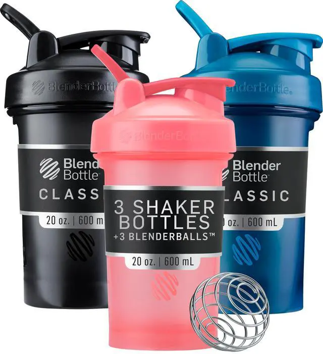 Main image of Classic V2 Shaker Bottle Perfect for Protein Shakes and Pre Workout, 20-Ounce (3 Pack), Black, Navy, Pink