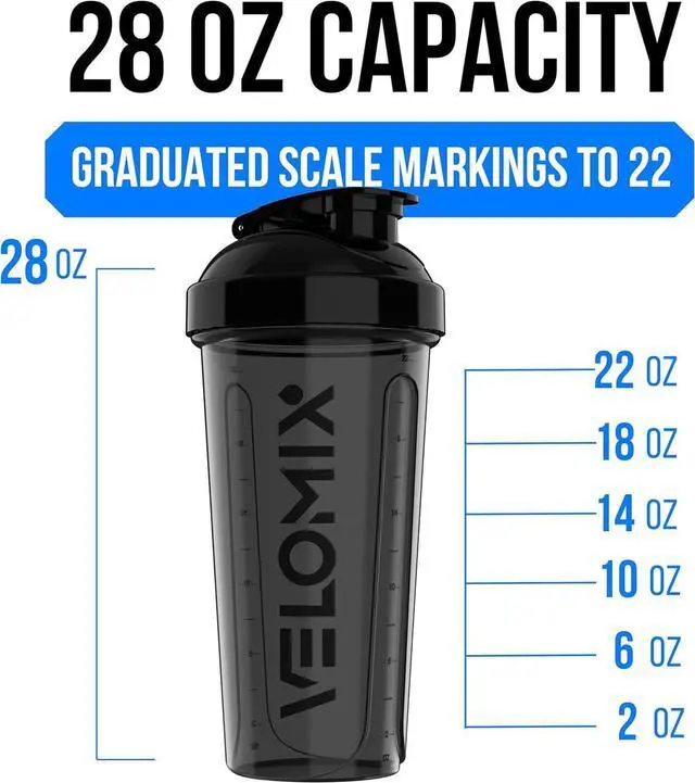 Alt view image 4 of 6 - 6 PACK- 28 oz Protein Shaker Bottle for Protein Mixes -6x Wire Whisk | Leak Proof Shaker Cups for Protein Shakes | Large, Stackable Protein Shaker Bottle Pack
