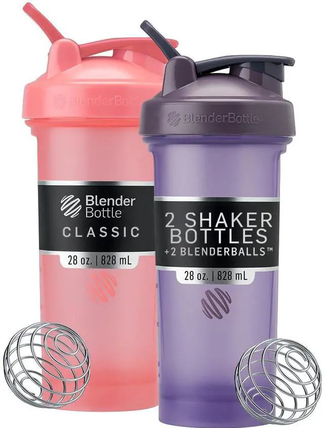 Main image of Classic V2 Shaker Bottle Perfect for Protein Shakes and Pre Workout, 28-Ounce (2 Pack), Pink and Purple