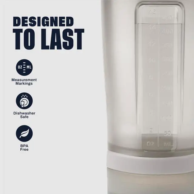 Alt view image 5 of 7 - Shaker Bottle with Pill Organizer and Storage for Protein Powder, Classic V2 ProStak System, 22-Ounce, Smoke Grey