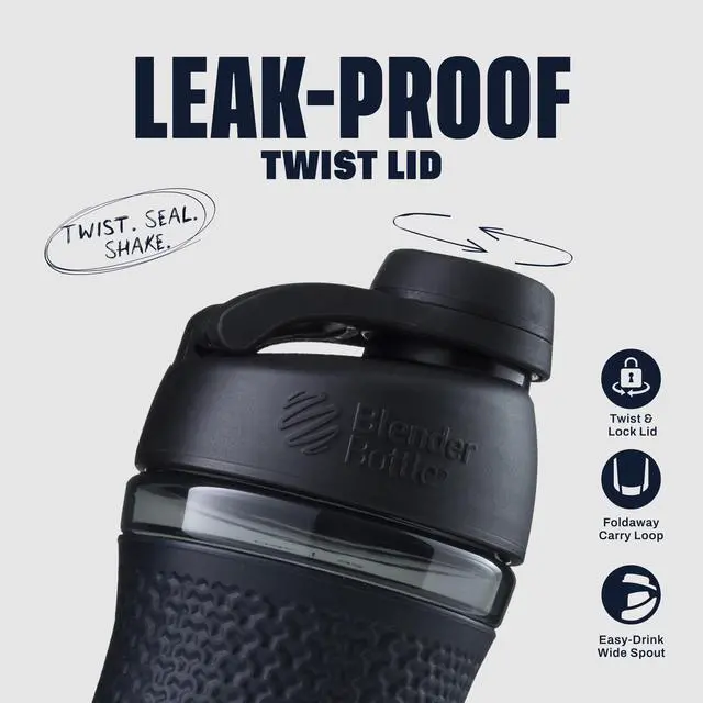 Alt view image 2 of 7 - SportMixer Shaker Bottle Perfect for Protein Shakes and Pre Workout, 20-Ounce, Black