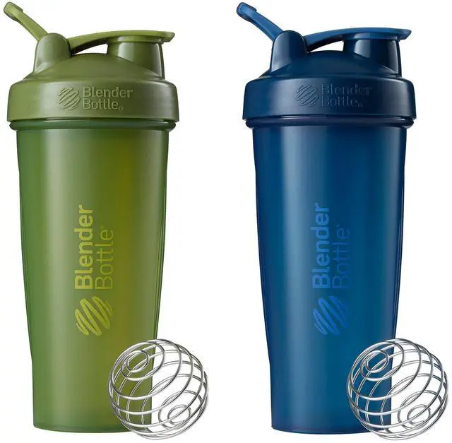 Main image of Classic Shaker Bottle Perfect for Protein Shakes and Pre Workout, 28-Ounce (2 Pack), Moss and Navy
