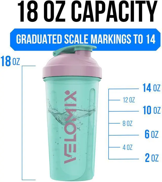 Alt view image 4 of 7 - 3 PACK- 14 oz Protein Shaker Bottle for Protein Mixes - 3x Wire Whisk | Leak Proof Shaker Cups for Protein Shakes | Stackable Protein Shaker Bottle Pack | Dishwasher Safe (Mixed Colors)