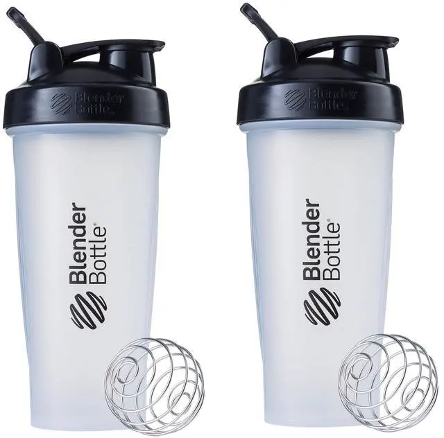 Main image of Classic Shaker Bottle Perfect for Protein Shakes and Pre Workout, 28oz,Clear/Black (Pack of 2)