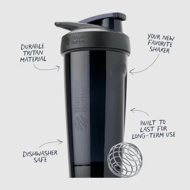 Alt view image 3 of 6 - Sport Shaker Bottle with Wire Whisk, 24-Ounce, Black Protein Shakes & Hydration for Athletes & Fitness Enthusiasts, Easy Mixing, Durable & Lightweight, Lockable Lid