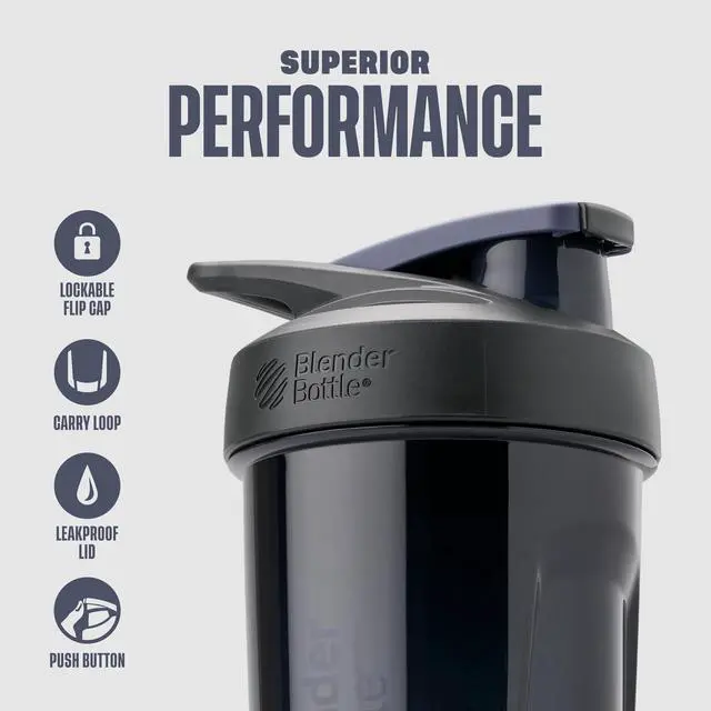 Alt view image 2 of 6 - Sport Shaker Bottle with Wire Whisk, 24-Ounce, Black Protein Shakes & Hydration for Athletes & Fitness Enthusiasts, Easy Mixing, Durable & Lightweight, Lockable Lid