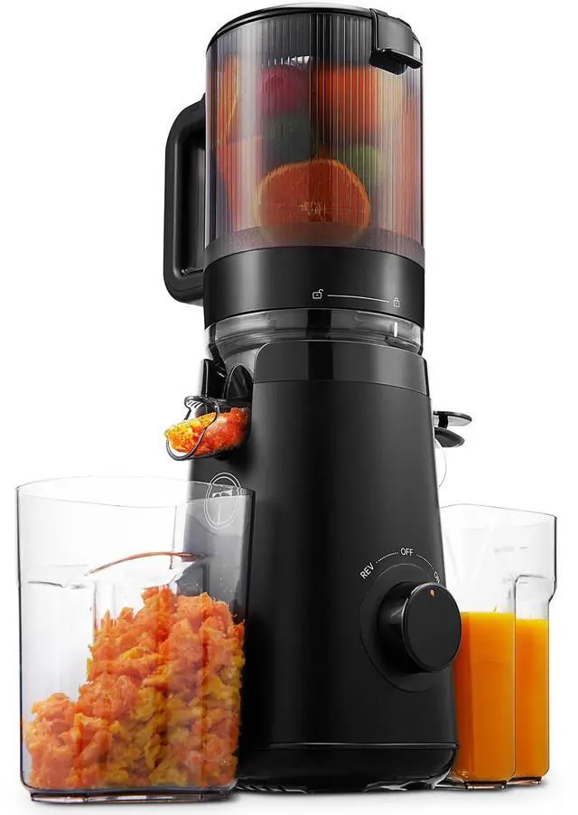 Main image of Juicer Machines, Cold Press Juicer with 5.3" Extra Large Feed Chute Fit Whole Fruits & Vegetables Easy to Clean, High Juice Yield, BPA Free (Black)