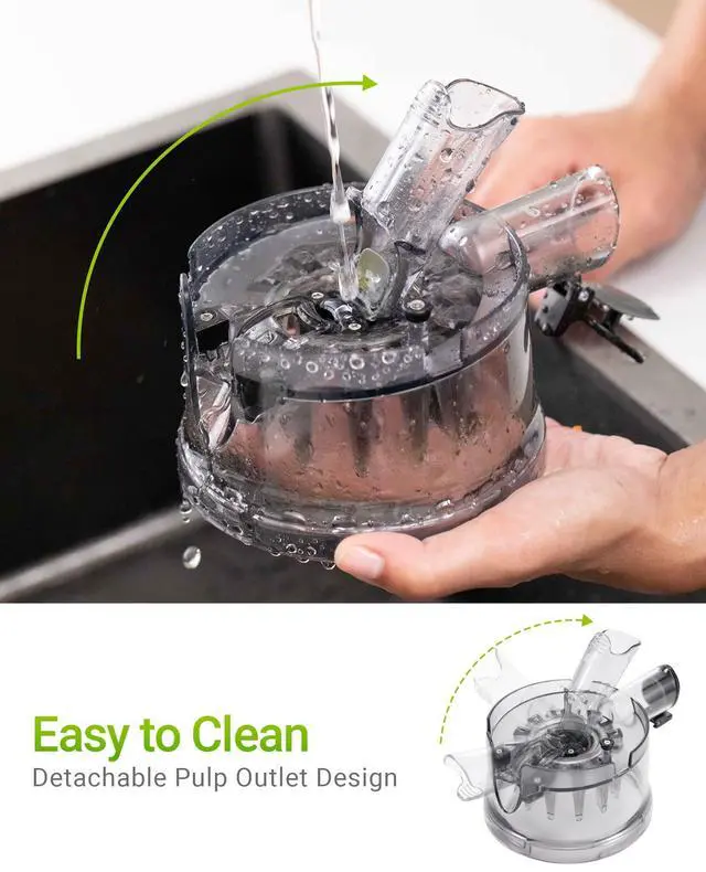 Alt view image 5 of 7 - Juicer Machines, Cold Press Juicer with 5.3" Extra Large Feed Chute Fit Whole Fruits & Vegetables Easy to Clean, High Juice Yield, BPA Free (Black)