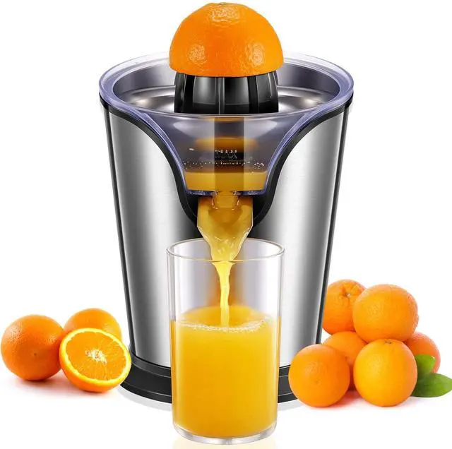 Main image of Orange Juicer Squeezer Electric Citrus Juicer with Two Interchangeable Cones Suitable for orange, lemon and Grapefruit, Brushed Stainless Steel