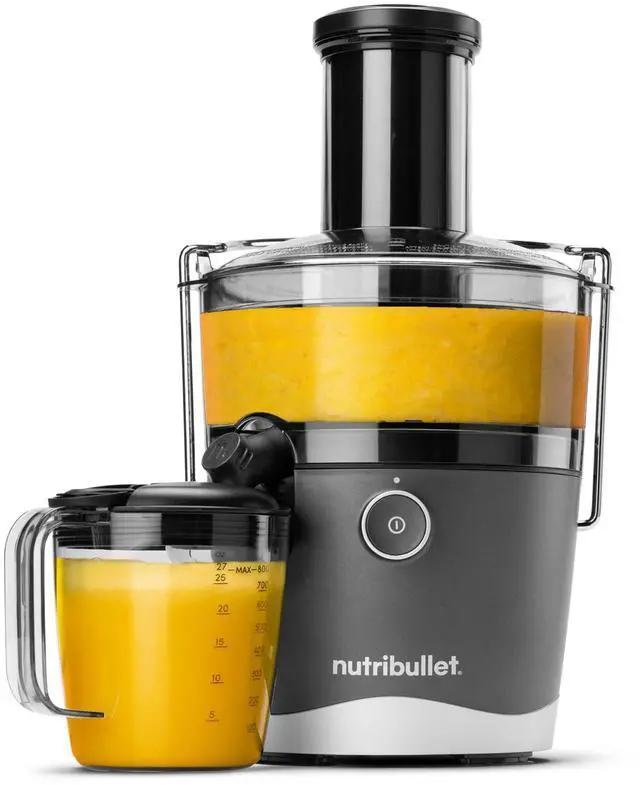 Main image of Juicer, 800W Juicer, Large 3" Feed Chute for Whole Fruits and Vegetables, 27oz Juice Pitcher, .5L Pulp Container, Dual Speeds, BPA Free, Gray, NBJ50100