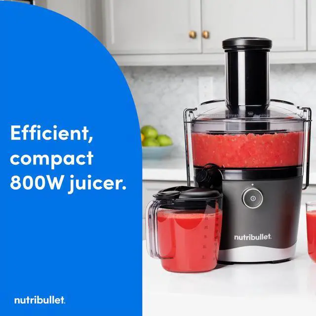 Alt view image 2 of 7 - Juicer, 800W Juicer, Large 3" Feed Chute for Whole Fruits and Vegetables, 27oz Juice Pitcher, .5L Pulp Container, Dual Speeds, BPA Free, Gray, NBJ50100