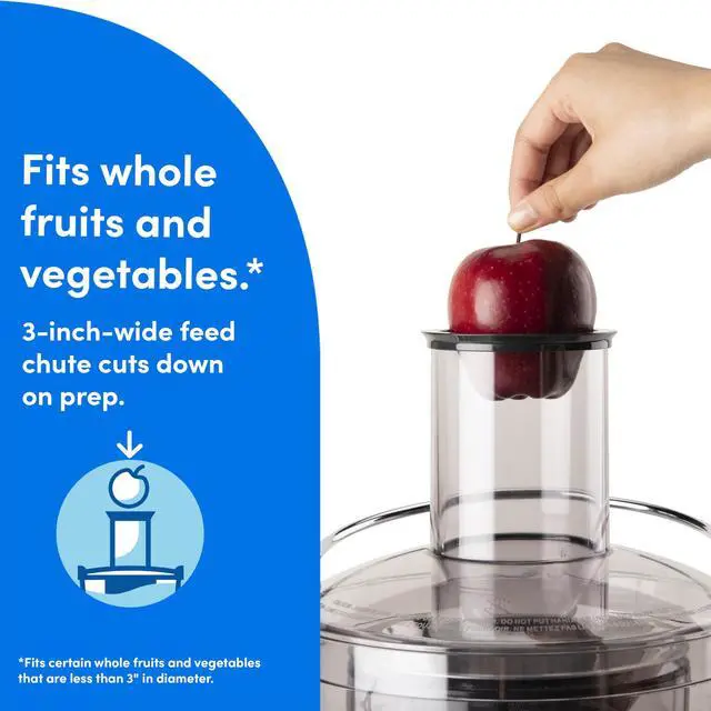Alt view image 3 of 7 - Juicer, 800W Juicer, Large 3" Feed Chute for Whole Fruits and Vegetables, 27oz Juice Pitcher, .5L Pulp Container, Dual Speeds, BPA Free, Gray, NBJ50100