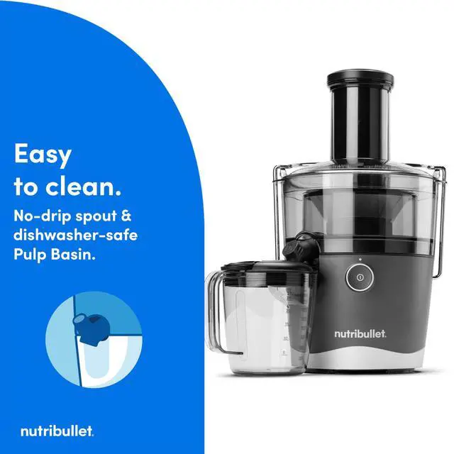 Alt view image 6 of 7 - Juicer, 800W Juicer, Large 3" Feed Chute for Whole Fruits and Vegetables, 27oz Juice Pitcher, .5L Pulp Container, Dual Speeds, BPA Free, Gray, NBJ50100