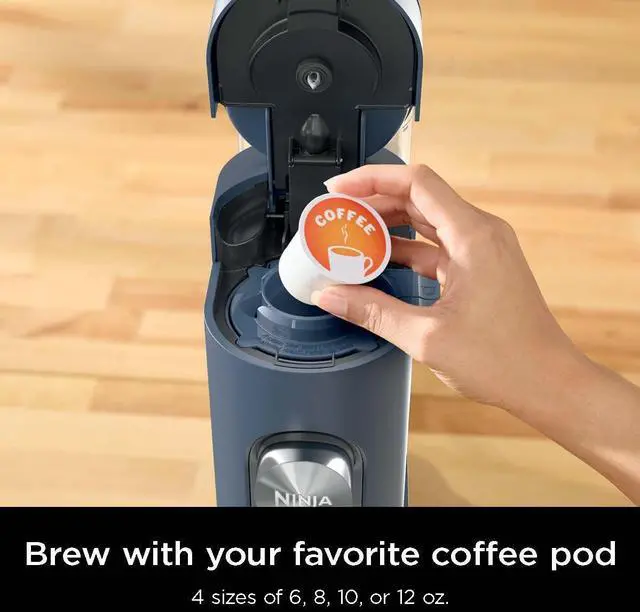 Alt view image 3 of 7 - Pods & Grounds Single-Serve Coffee Maker, K-Cup Pod Compatible, 56-oz. Reservoir, 6-oz. Cup to 24-oz. Travel Mug Brew Sizes, Iced Coffee Maker, Navy, PB041NV